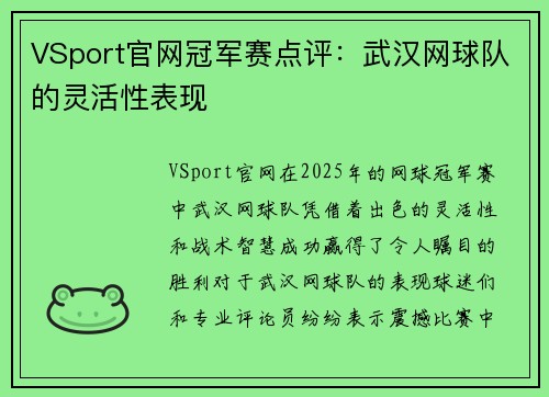 VSport官网冠军赛点评：武汉网球队的灵活性表现