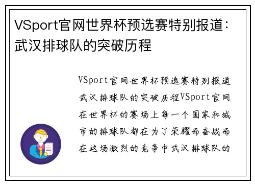 VSport官网世界杯预选赛特别报道：武汉排球队的突破历程